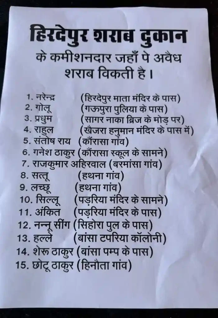 दमोह में शराब के अवैध कारोबार का भंडाफोड़ करती लिस्ट वायरल, देखें .. कौन कर रहा तस्करी Damoh avedh sarab